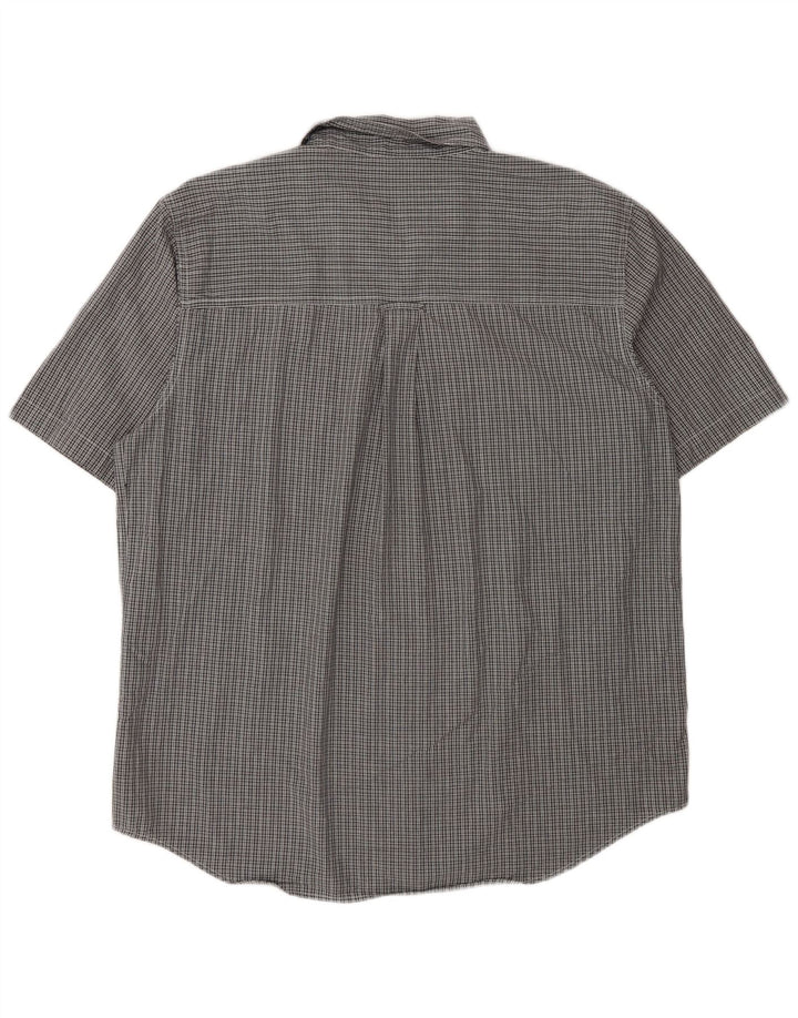 Chaps Camisa de manga corta para hombre de fácil cuidado, algodón a cuadros gris grande