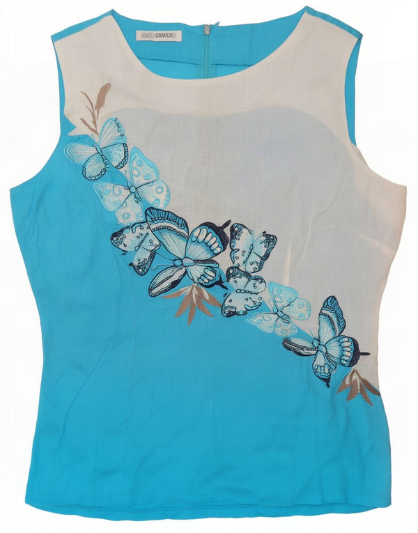 Naracamicie Blusa gráfica para mujer Top UK 40 Medium Blue Butterfly