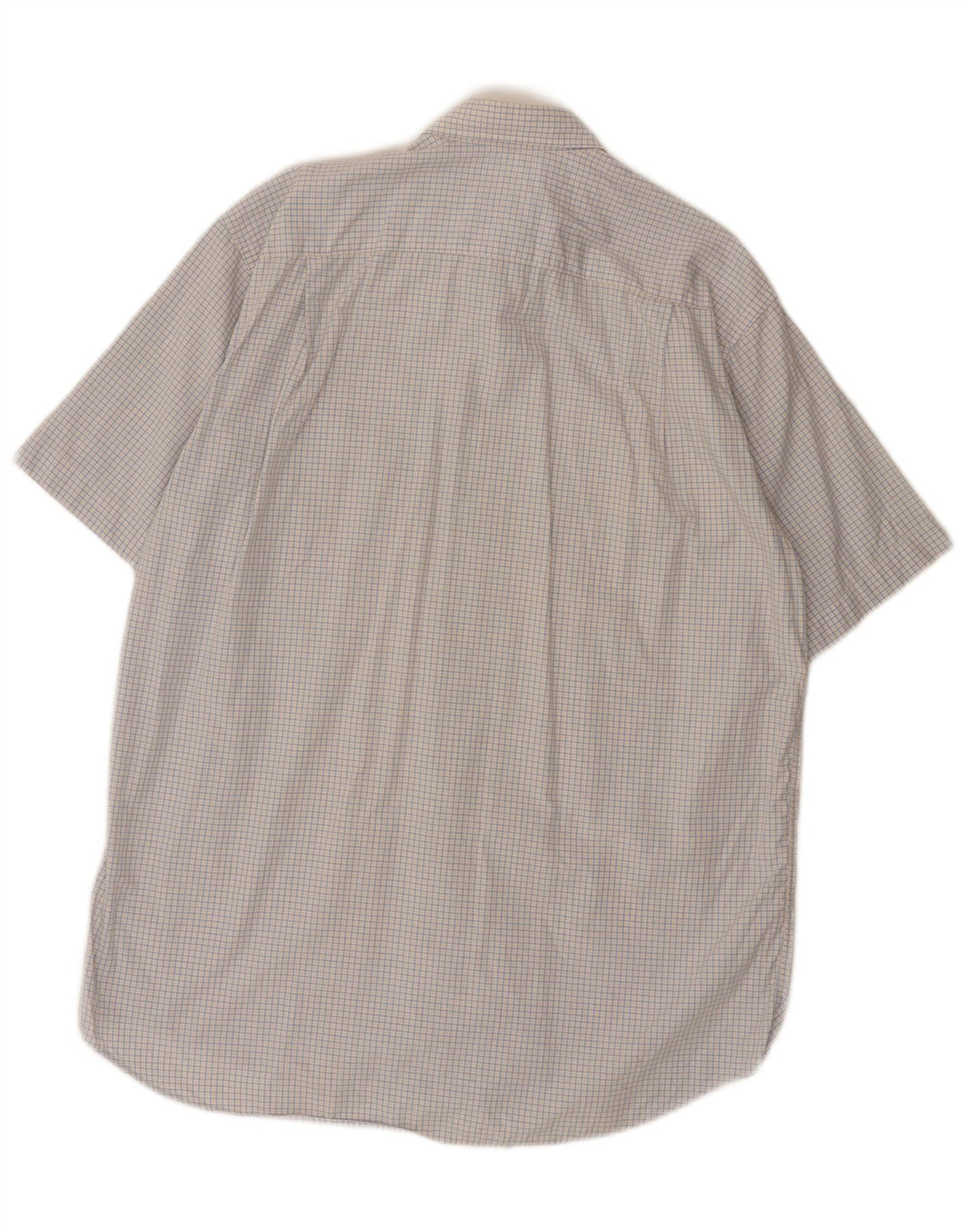 Camisa Lacoste Hombre Manga Corta Talla 40 Algodón Cuadros Azul Medio