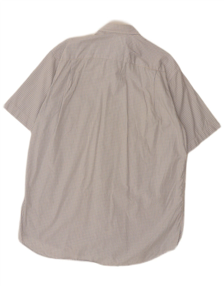 Camisa Lacoste Hombre Manga Corta Talla 40 Algodón Cuadros Azul Medio