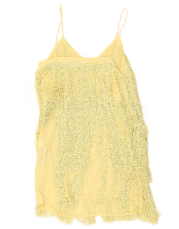 Zara Vestido Charleston para Mujer UK 40 Poliéster Amarillo Medio