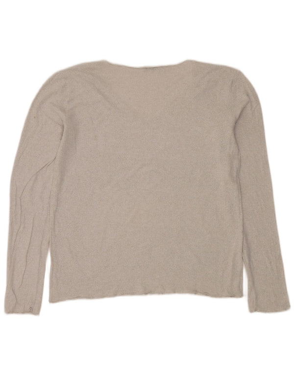 Zara - Jersey con cuello en V para mujer, talla 40, talla grande, color plateado