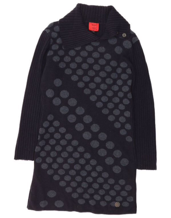 Barbour Vestido tipo jersey de manga larga para mujer Reino Unido 44 Grande Azul marino Geométrico