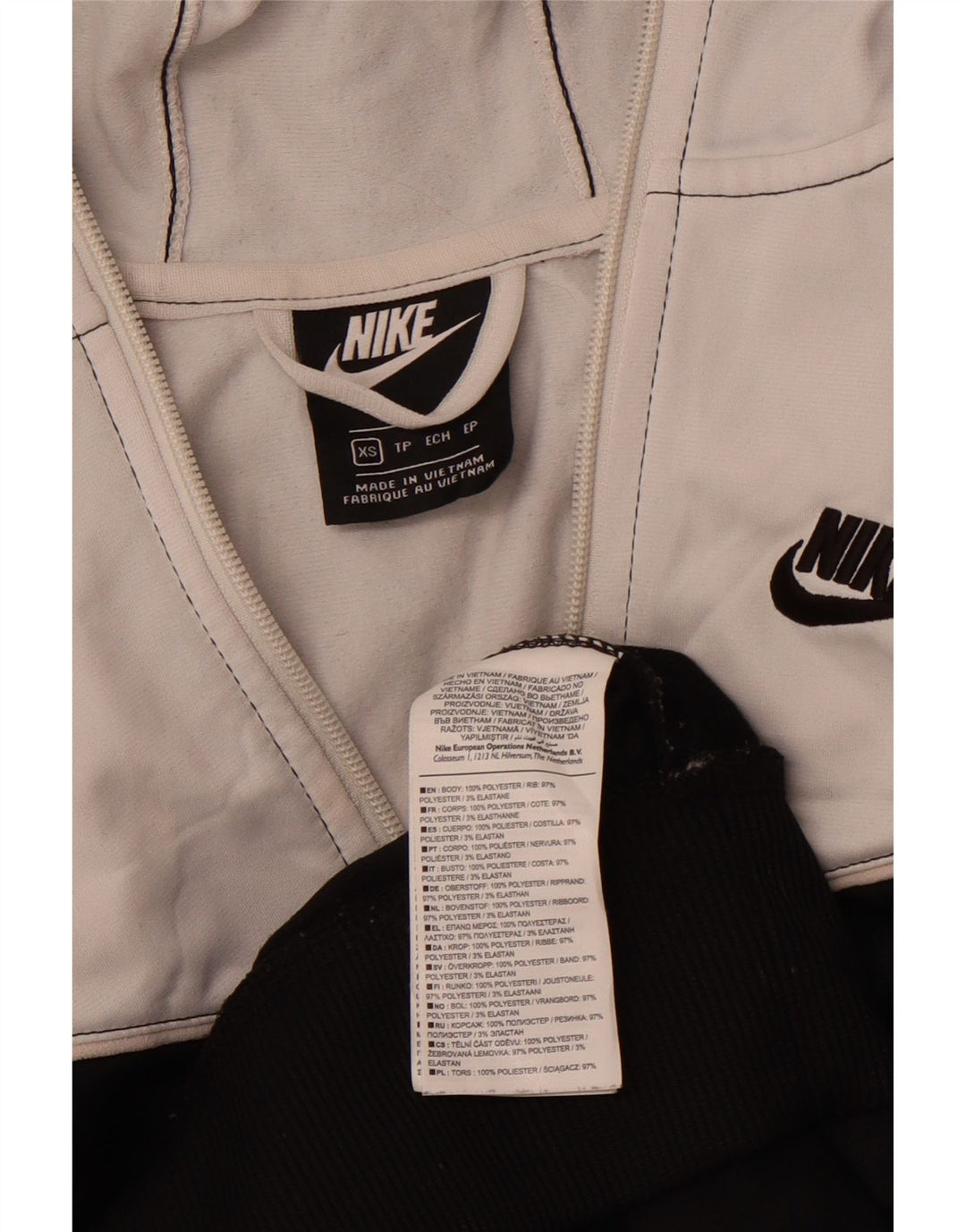 NIKE Sudadera con capucha y cremallera para mujer UK 6 XS Blanco Colorblock Poliéster