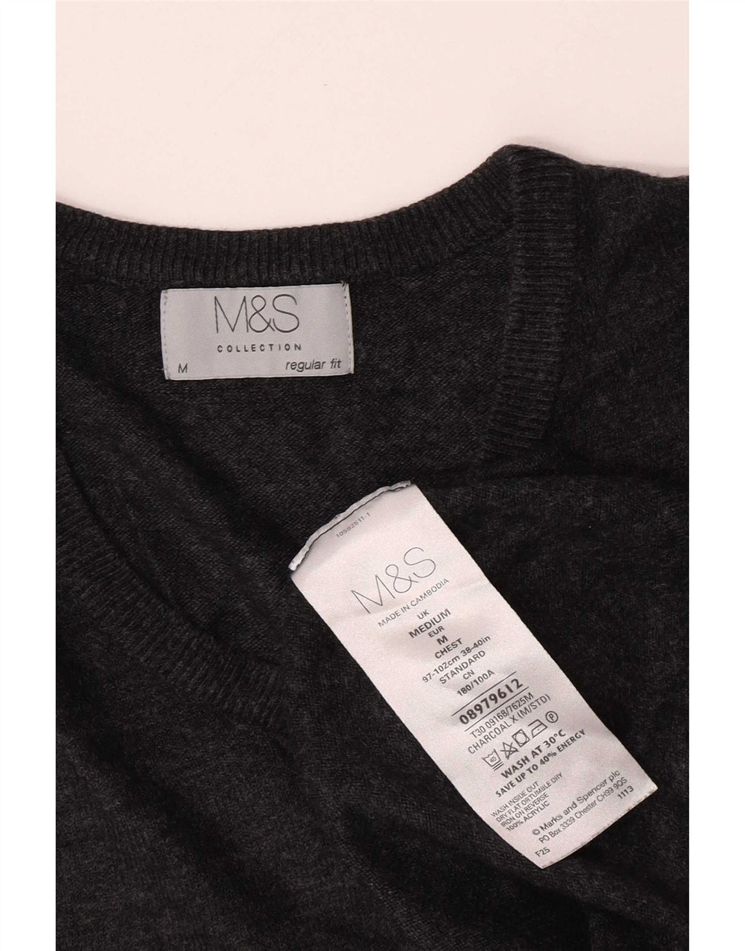 Marks & Spencer Jersey Regular Fit con Cuello en V para Hombre Acrílico Gris Medio