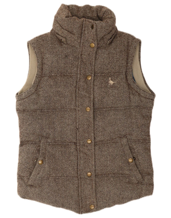 Jack Wills Chaleco acolchado para mujer UK 8 Small Lana moteada marrón