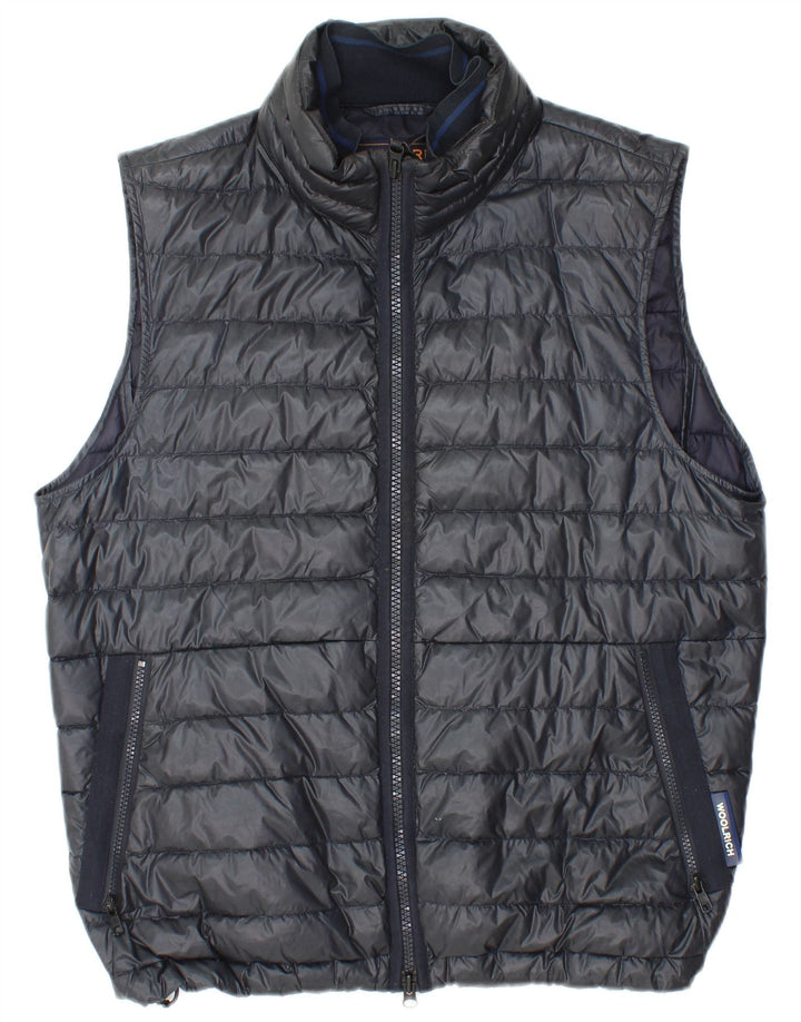 WOOLRICH Chaleco acolchado para hombre UK 38 Medium Negro Poliamida