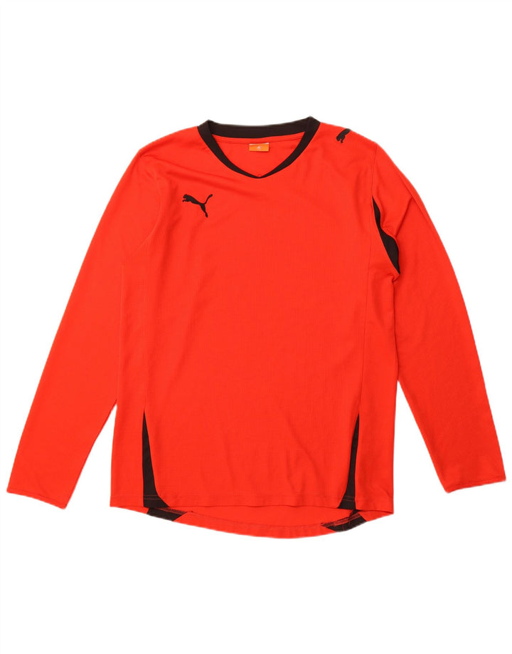 Puma Camiseta de manga larga para hombre, color rojo medio, color block