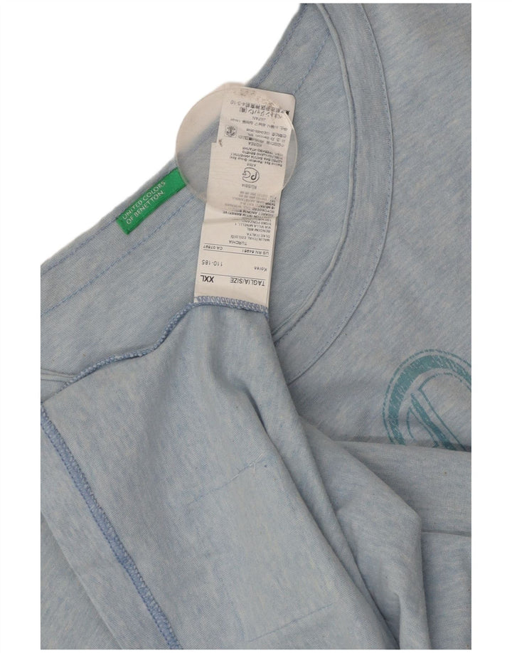 Benetton Camiseta Gráfica Para Hombre Top 2XL Algodón Azul