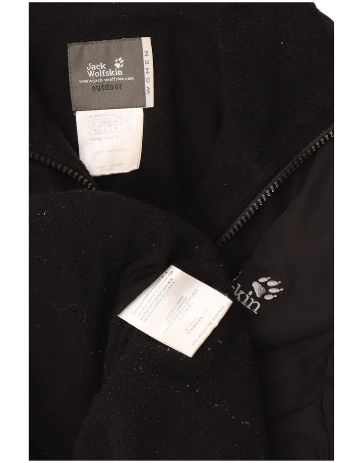 Jack Wolfskin Chaqueta cortavientos con forro para mujer UK 12 Mediano Negro Poliéster
