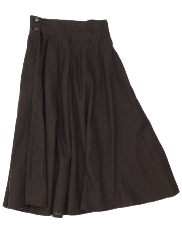 Vintage mujer cintura alta plisada falda acampanada IT 46 Grande W28 Negro