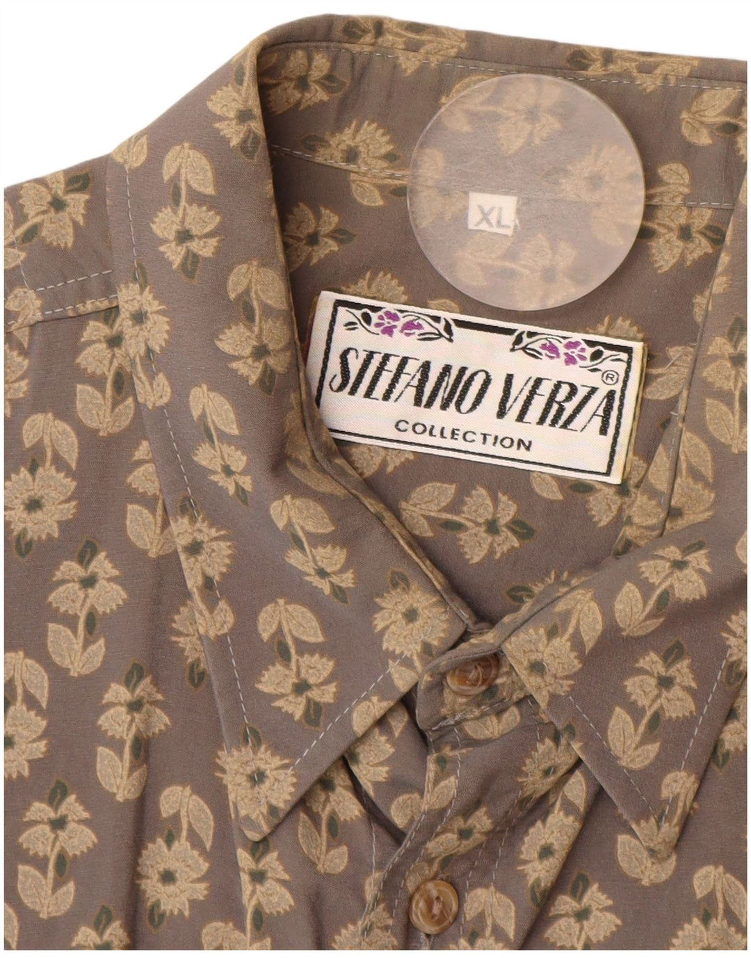 Camisa Vintage Hombre XL Viscosa Floral Gris