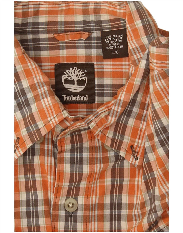 Camisa Timberland Hombre Grande A Cuadros Naranja Algodón