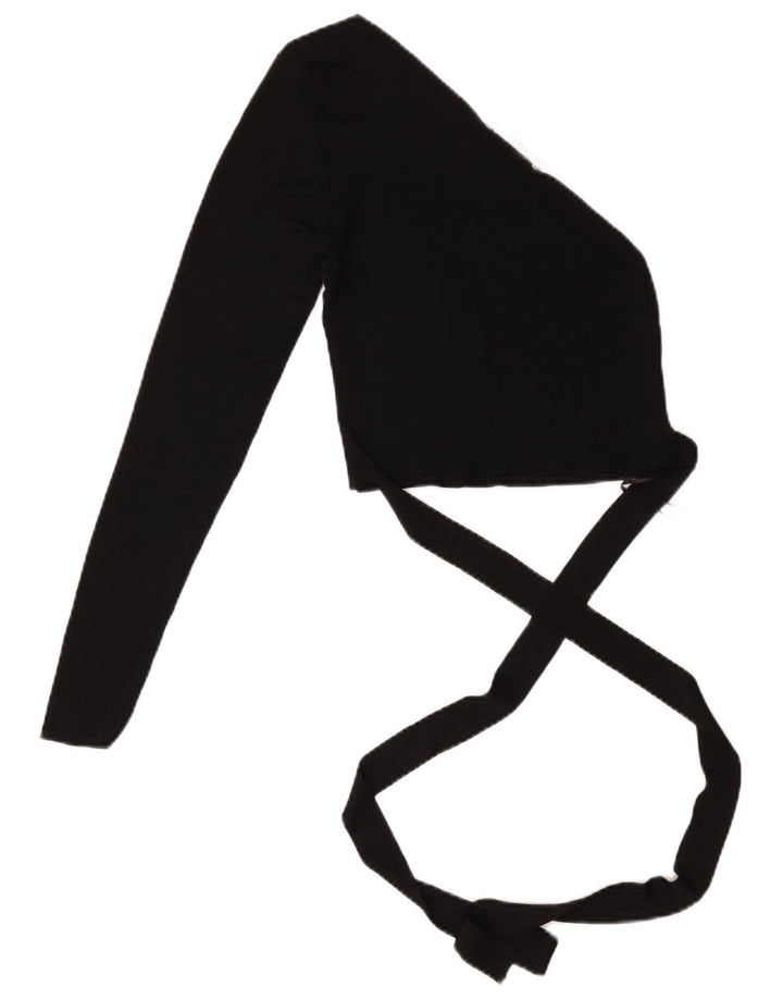 Zara Top corto de un hombro para mujer UK 42 Viscosa negra mediana