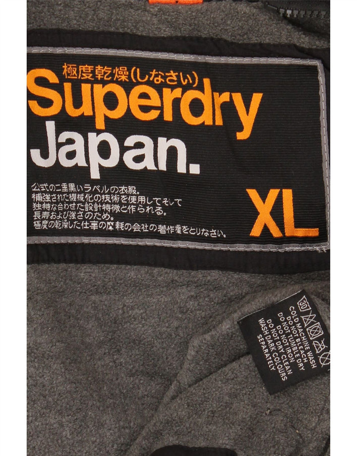 SUPERDRY Chaqueta cortavientos con capucha para hombre UK 42 XL Nylon negro