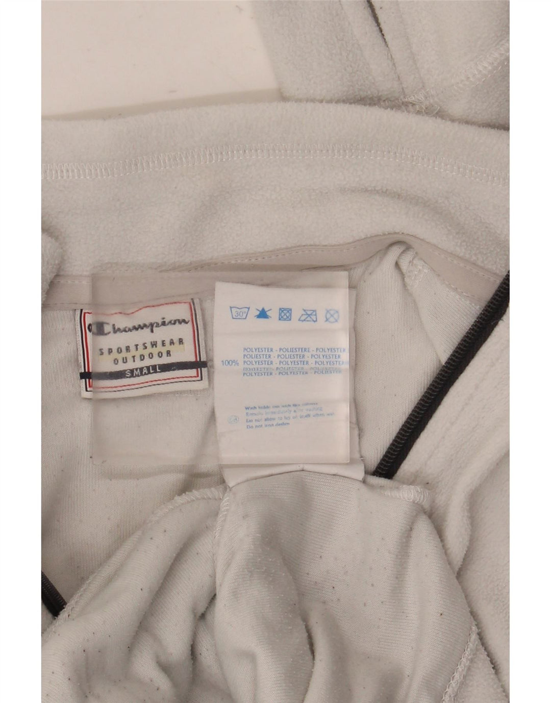 Champion Chaqueta de forro polar gráfica para mujer UK 10 Small Poliéster blanco