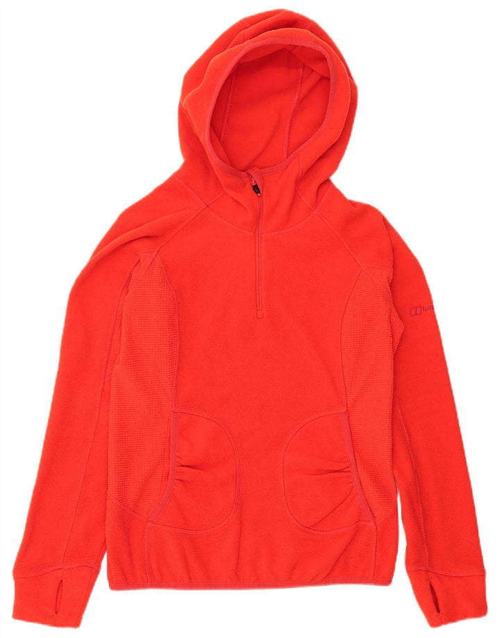 BERGHAUS Womens Hooded Fleece Jumper UK 8 Small  Red Polyester