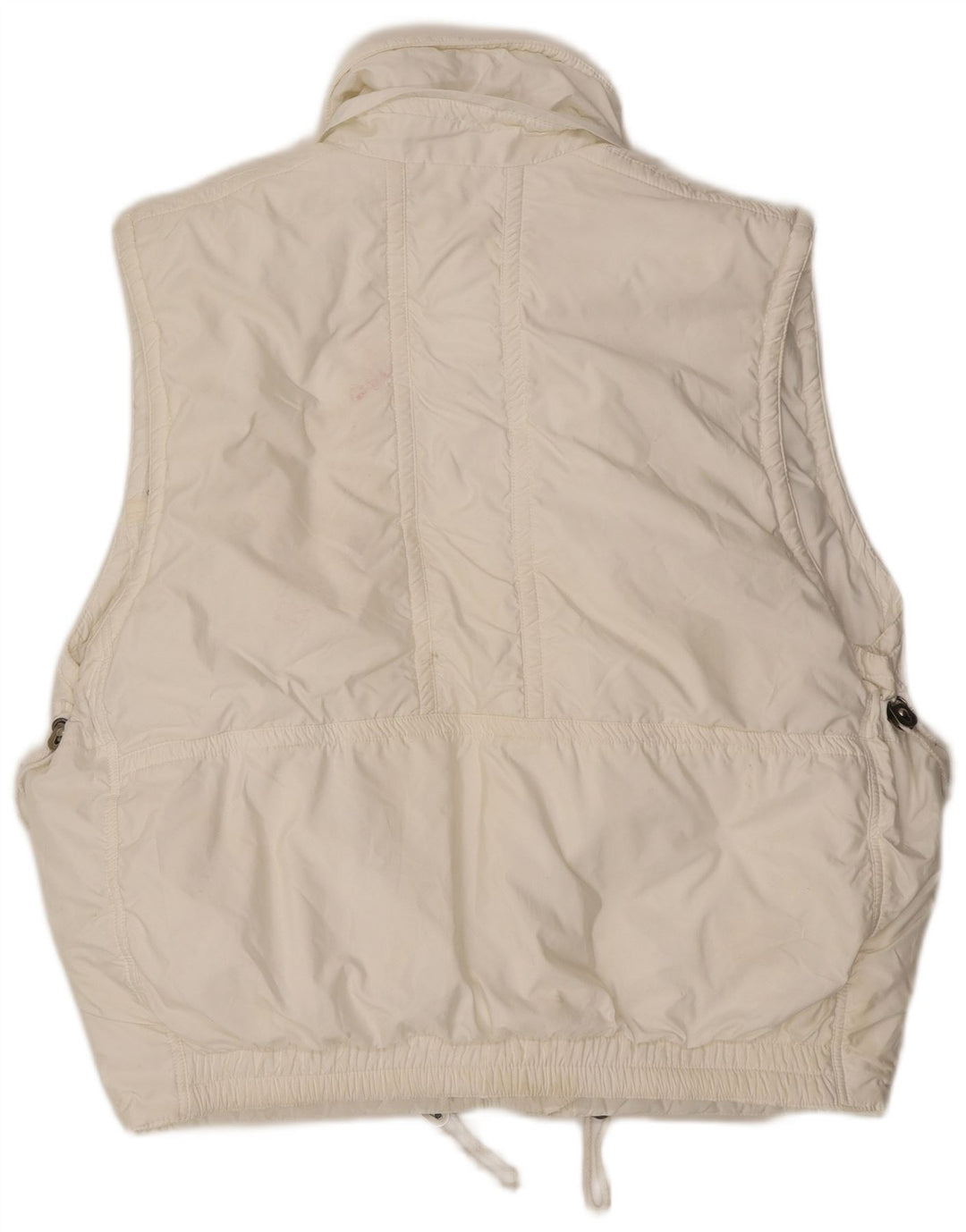 Vintage hombres suelto ajuste acolchado chaleco Reino Unido 38 poliéster blanco medio