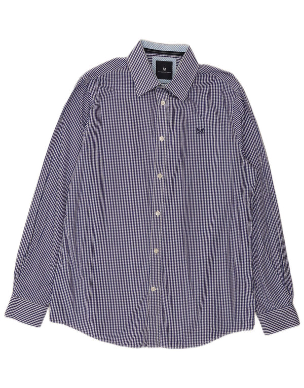 Crew Clothing Mens Classic Fit Shirt Medium Navy Blue Gingham Cotton