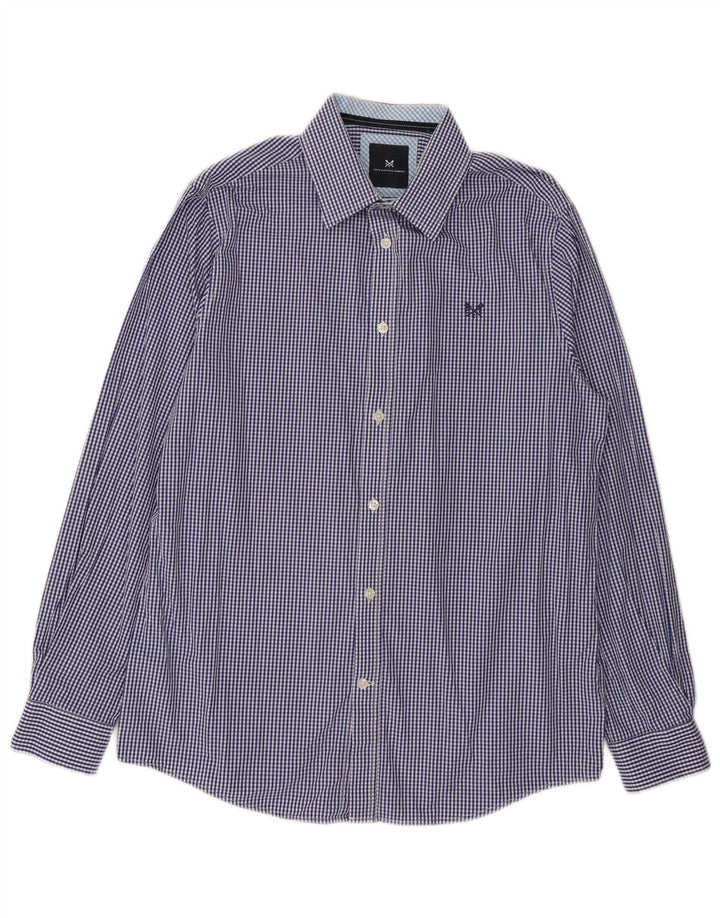 Crew Clothing Camisa de corte clásico para hombre Algodón a cuadros azul marino mediano