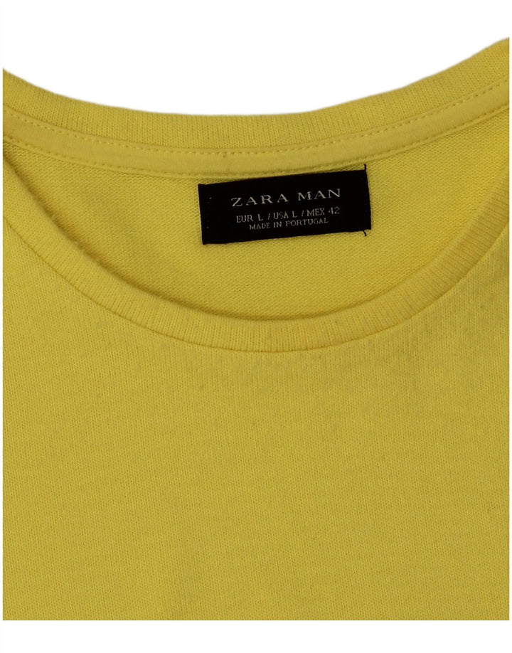 Zara Hombre Camiseta Top Grande Poliéster Amarillo