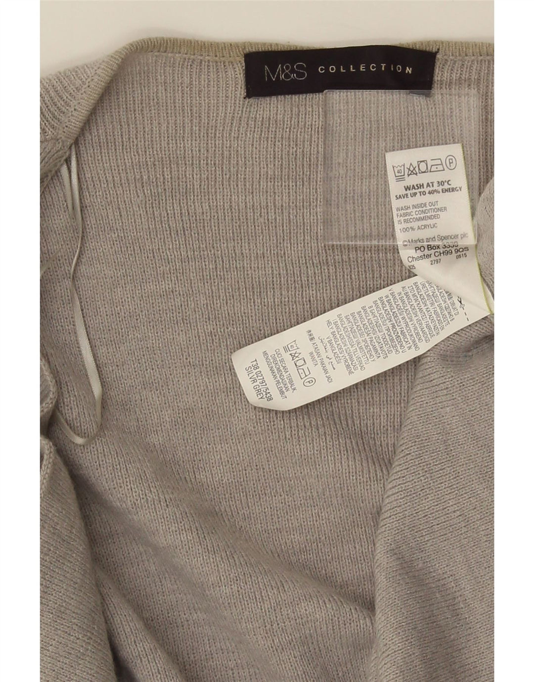 Marks & Spencer Suéter Cárdigan Abierto Largo para Mujer UK 10 Small Grey