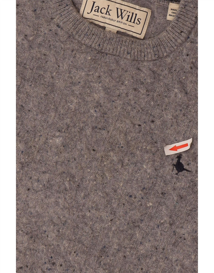 Jack Wills Jersey de cuello redondo para hombre de lana moteada gris pequeño