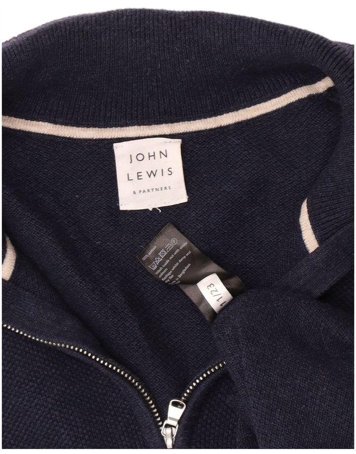 John Lewis - Jersey con cuello y cremallera para hombre, talla grande, algodón azul marino