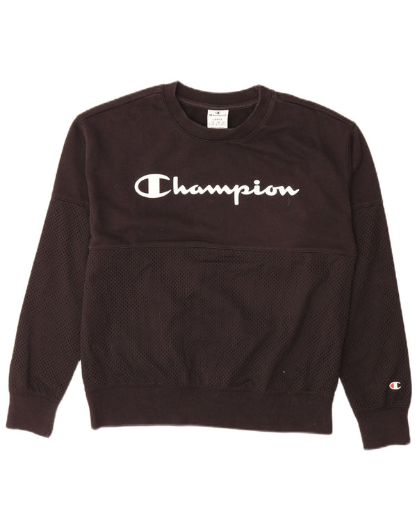 Champion Sudadera Gráfica para Mujer Jersey UK 46 Grande Algodón Negro