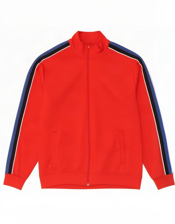 Zara Hombre Chándal Top Chaqueta Grande Rojo Colorblock Poliéster