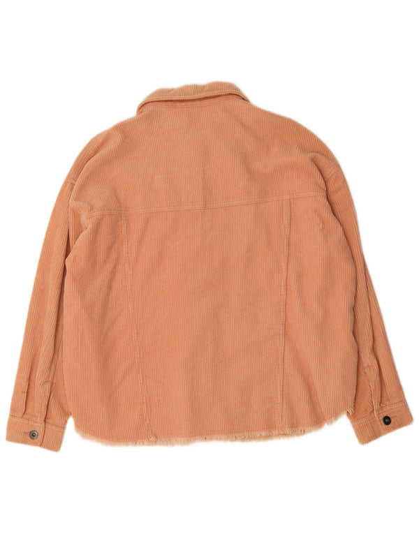 Zara Mujer Overshirt Camisa De Pana Extragrande UK 44 Algodón Naranja Mediano