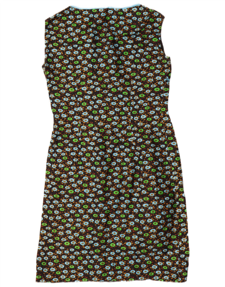 VINTAGE Mujer 3/4 Manga 2 Piezas Set UK 14 Medio Negro Floral