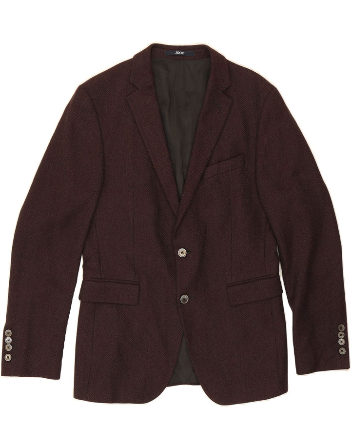JOOP Mens 2 Button Blazer Jacket IT 48 Medium Maroon Wool Vintage Joop and Second-Hand Joop from Messina Hembry 