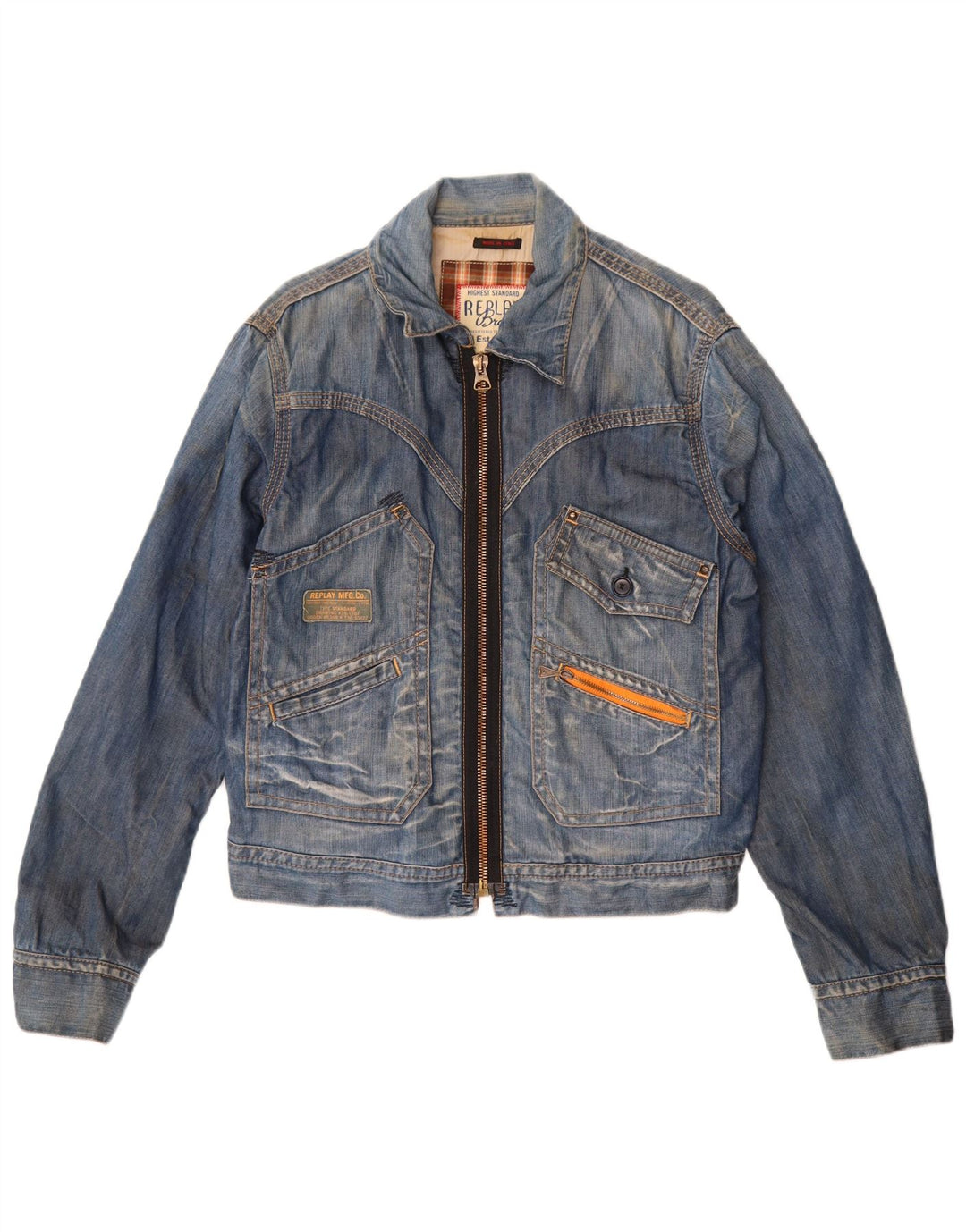 REPLAY Chaqueta vaquera corta para mujer UK 46 Algodón azul grande