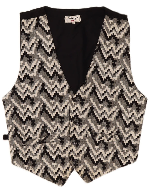 Chaleco vintage para hombre grande negro geométrico