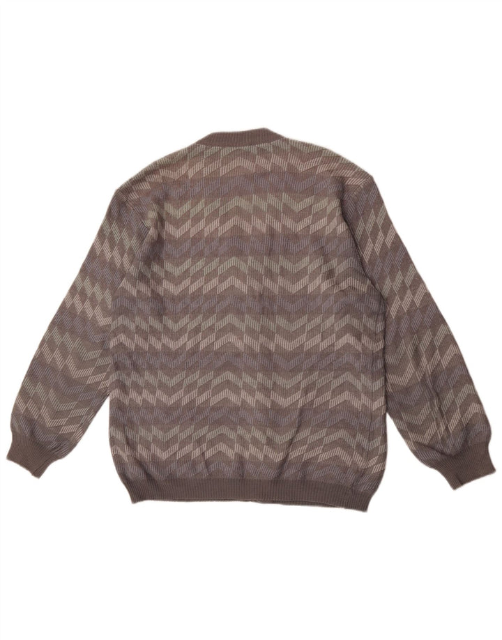 Bernardini Jersey Cárdigan De Lana A Rayas Gris Medio Hombre