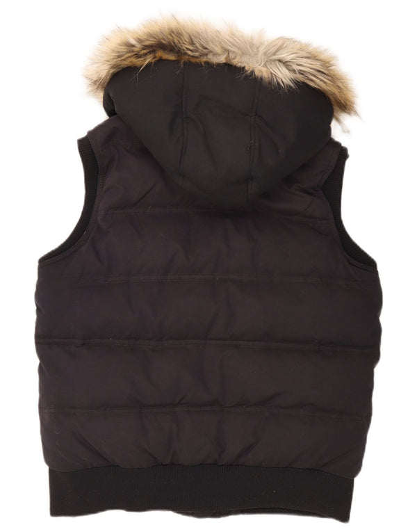 Chaleco acolchado Sherpa con capucha para mujer de Fat Face UK 44 Grande Poliéster negro