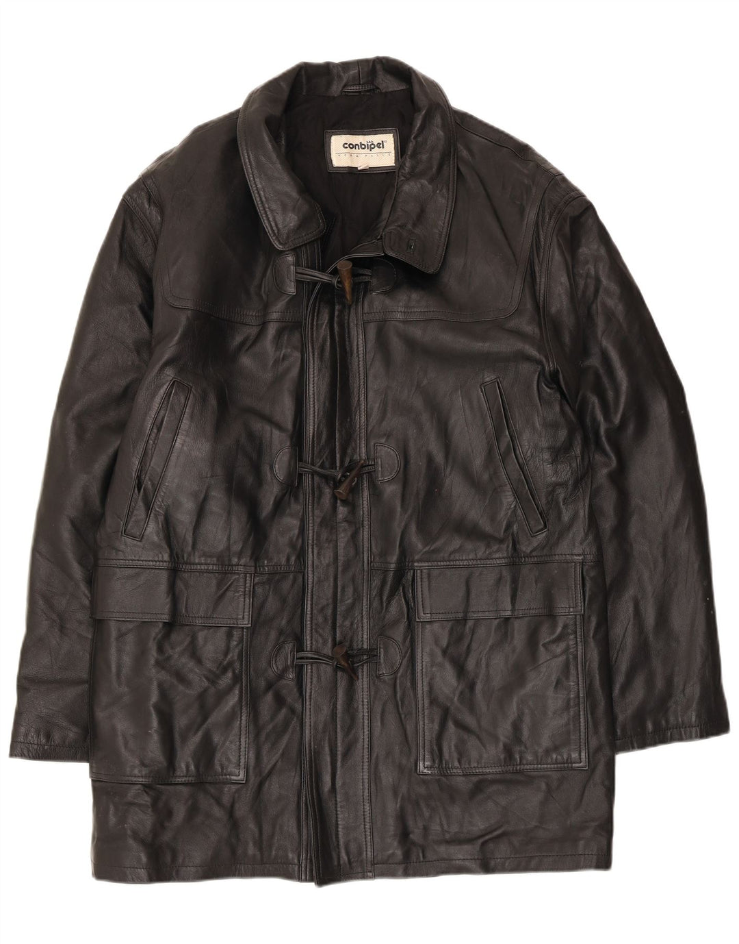 Conbipel Abrigo de cuero para hombre IT 52 Cuero negro grande