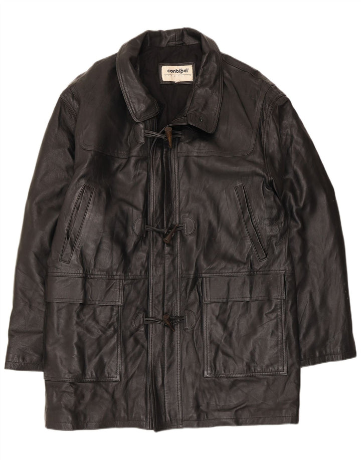 Conbipel Abrigo de cuero para hombre IT 52 Cuero negro grande