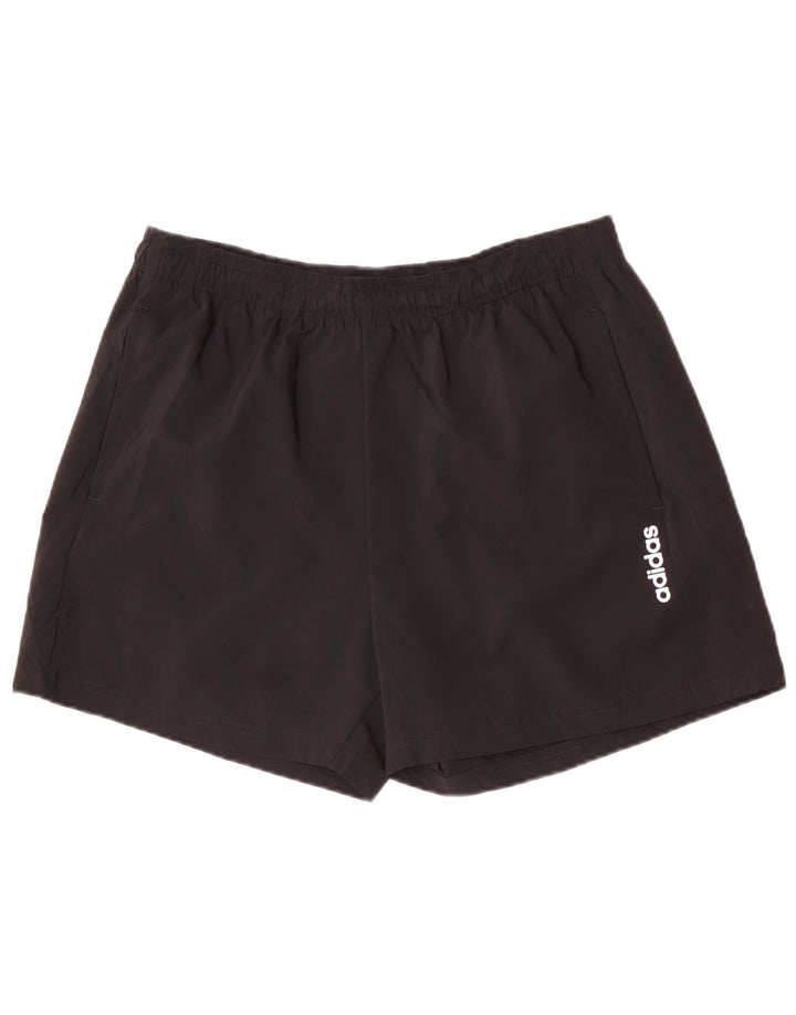 Adidas - Pantalones cortos deportivos para hombre, talla grande, poliéster negro