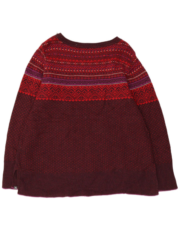Eddie Bauer Suéter con cuello barco para mujer UK 20 2XL Borgoña Fair Isle