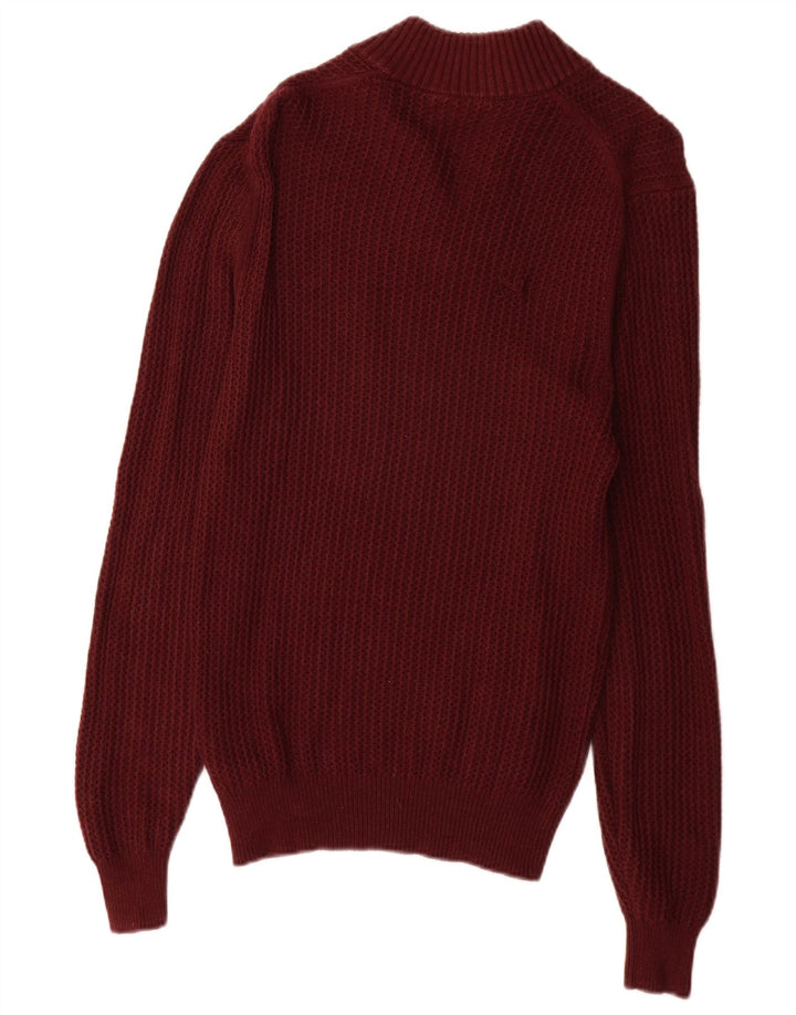 Massimo Dutti Jersey Cuello Alto Hombre Small Burdeos Algodón