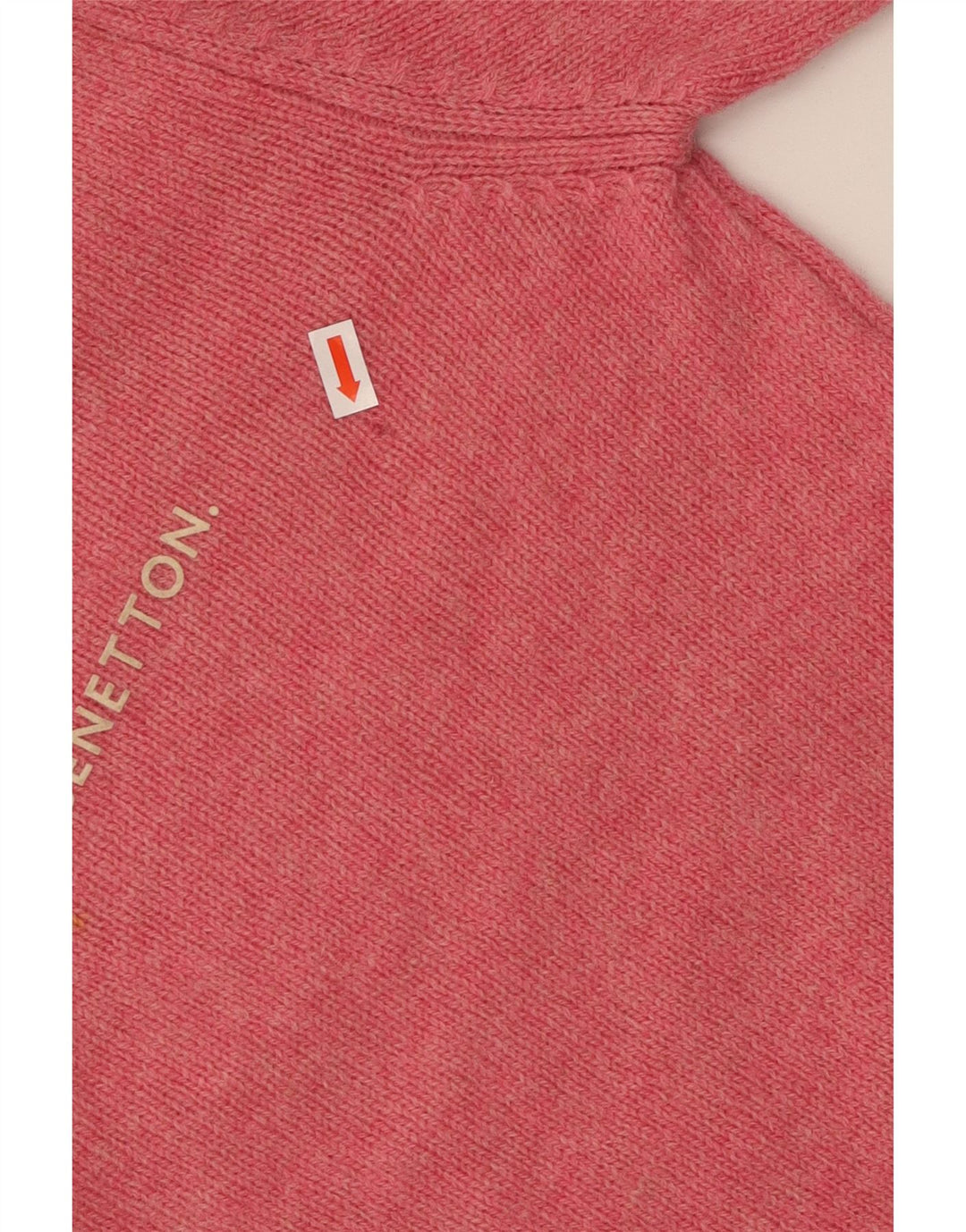 BENETTON Suéter tipo jersey con cuello barco y gráfico para mujer UK 8 Small Pink