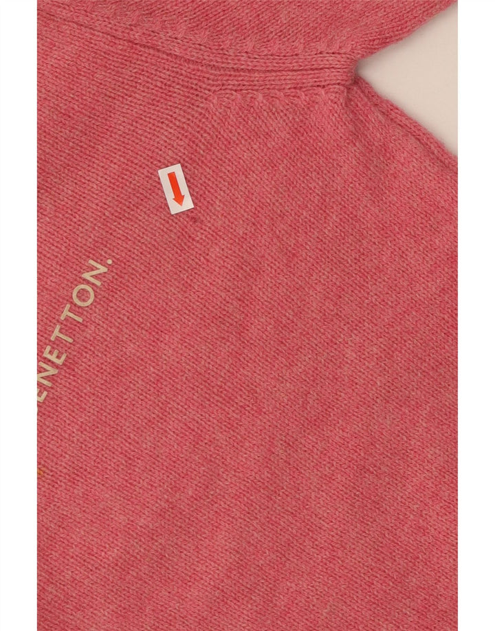 BENETTON Suéter tipo jersey con cuello barco y gráfico para mujer UK 8 Small Pink