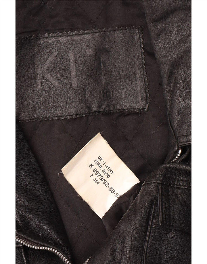 VINTAGE Mens Leather Jacket UK 41/43  Large Black Leather