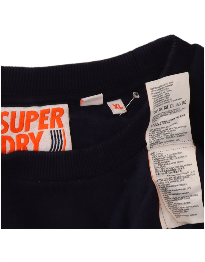 Superdry Hombre Sudadera Gráfica Jumper XL Azul Marino Algodón