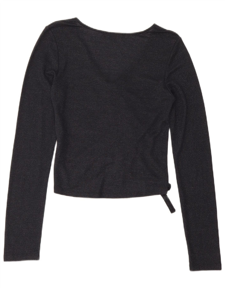 All Saints Top corto para mujer de manga larga UK 42 Medium Azul marino Viscosa