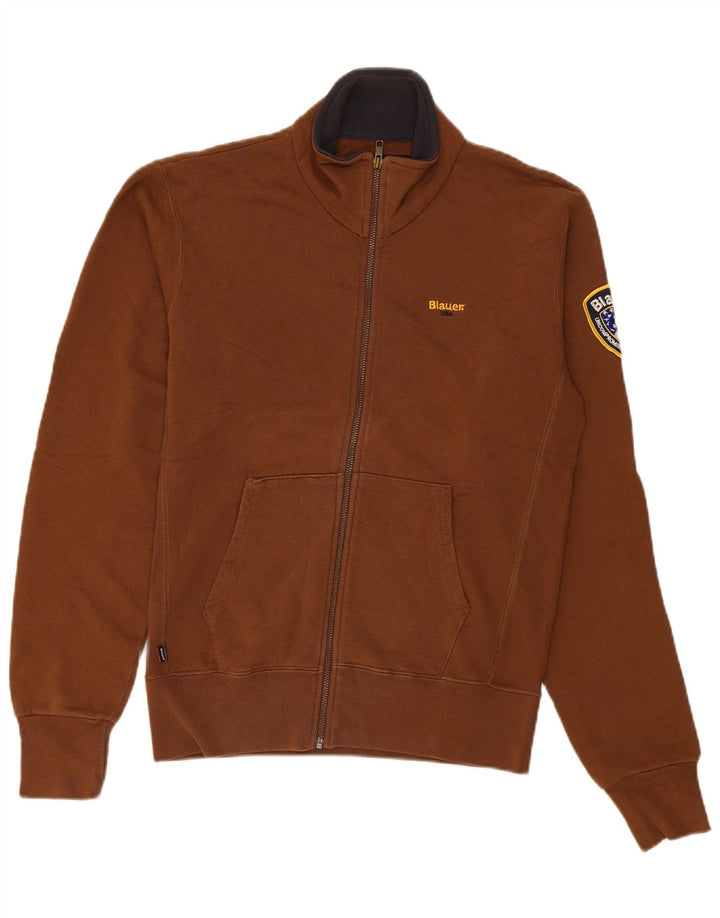 Blauer Mens Graphic Chándal Top Chaqueta Pequeña Algodón Marrón
