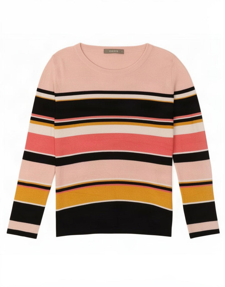 Oasis - Jersey con cuello barco para mujer, talla M, multicolor, a rayas