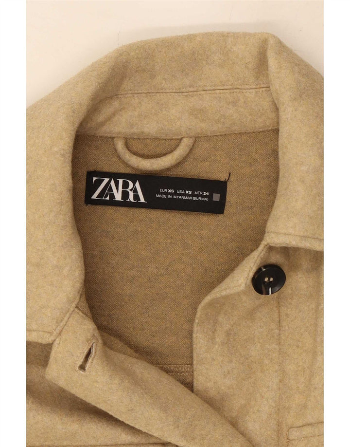 Zara Mujer Chaqueta Utilitaria UK 6 XS Beige Poliéster